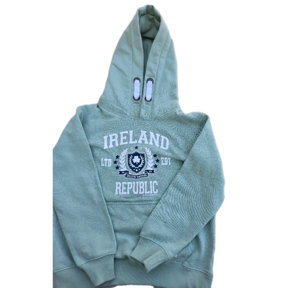 Irish Connexion Girls Green Pullover Hoodie 7-8 Fleece Shamrock Graphic